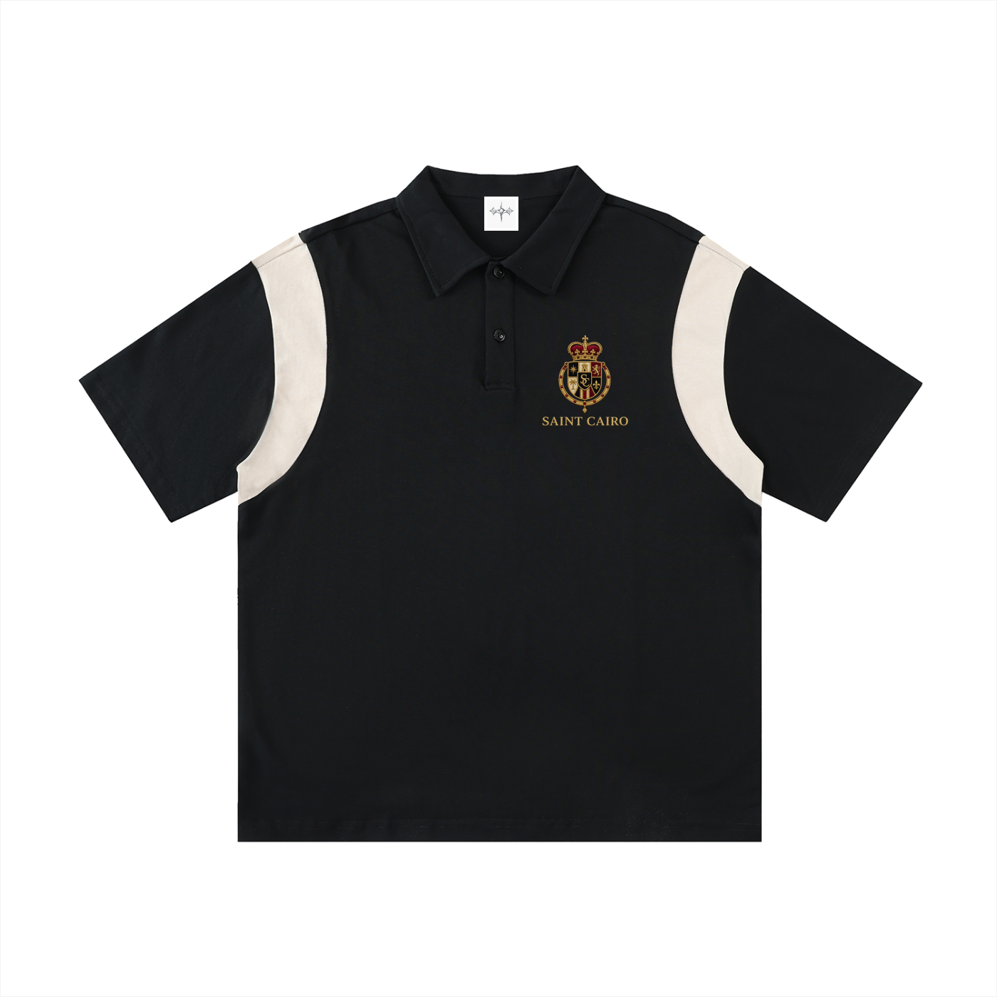 Contrast Panel Cotton Polo Shirt
