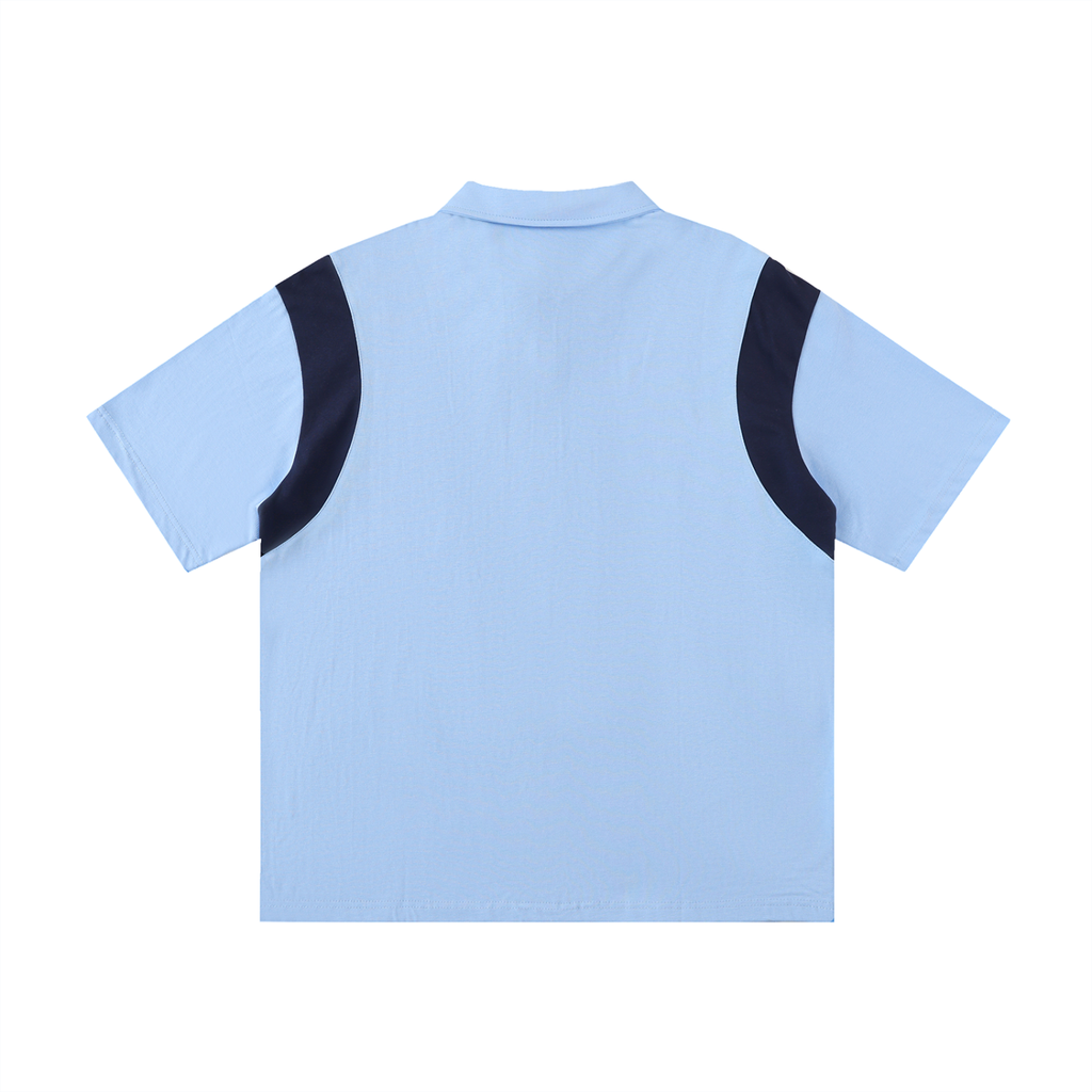 Contrast Panel Cotton Polo Shirt